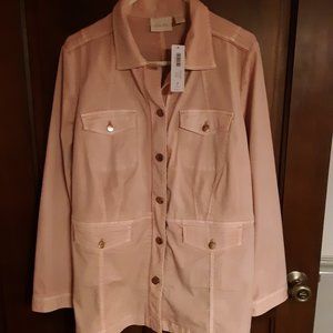 Chico's M 12 14 Paris Pink feminine military spring jacket NWT $119